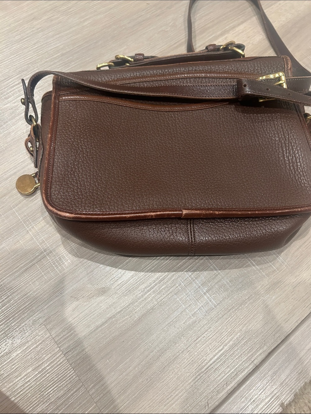 Vintage Dark Brown Leather Dooney & Bourke Crossbody Satchel - Picture 9 of 15